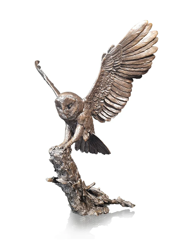 Solid Bronze Owl Bird First Light (1178)